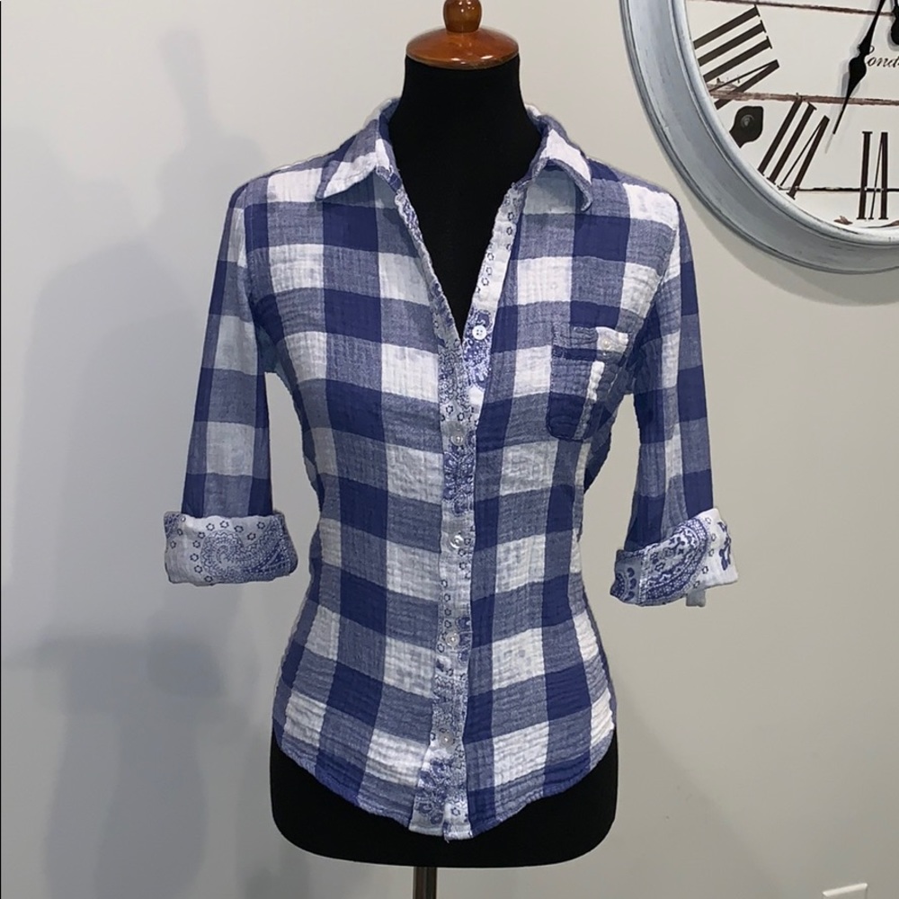 Buffalo Check Button Up Camp Shirt Large Island Co